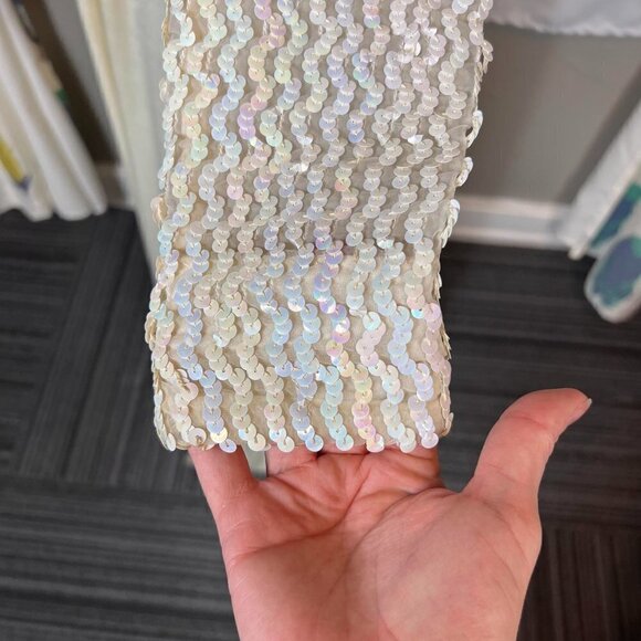 Vintage Pat Richards cream sequin maxi dress 3/4 sleeves. Size 9/10 - Picture 5 of 9